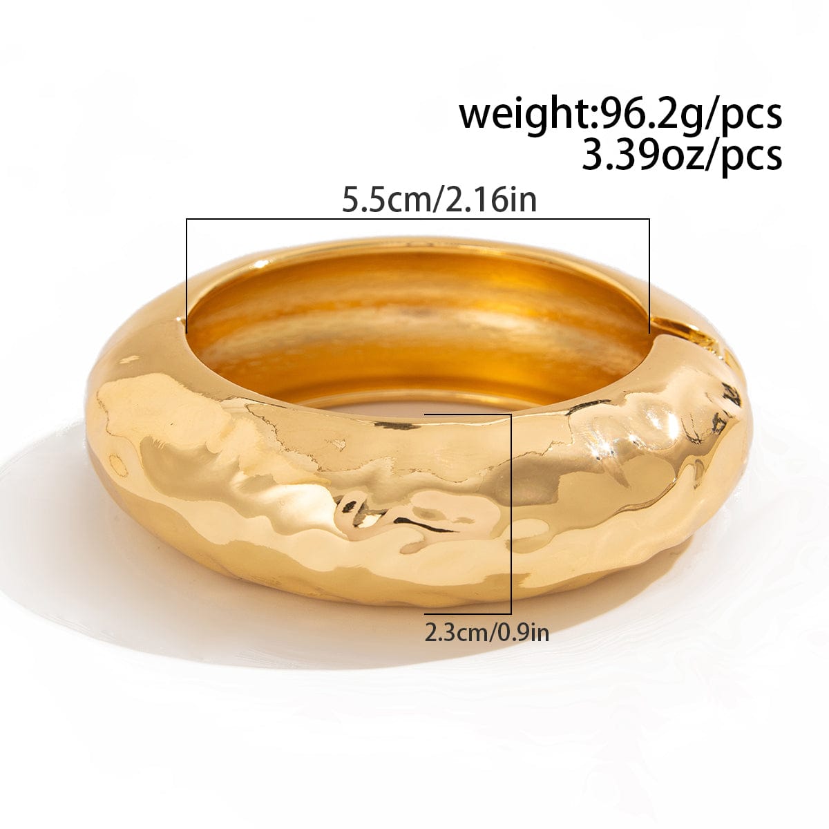 Geometric Gold Silver Plated Glossy Textured Bangle Bracelet - ArtGalleryZen