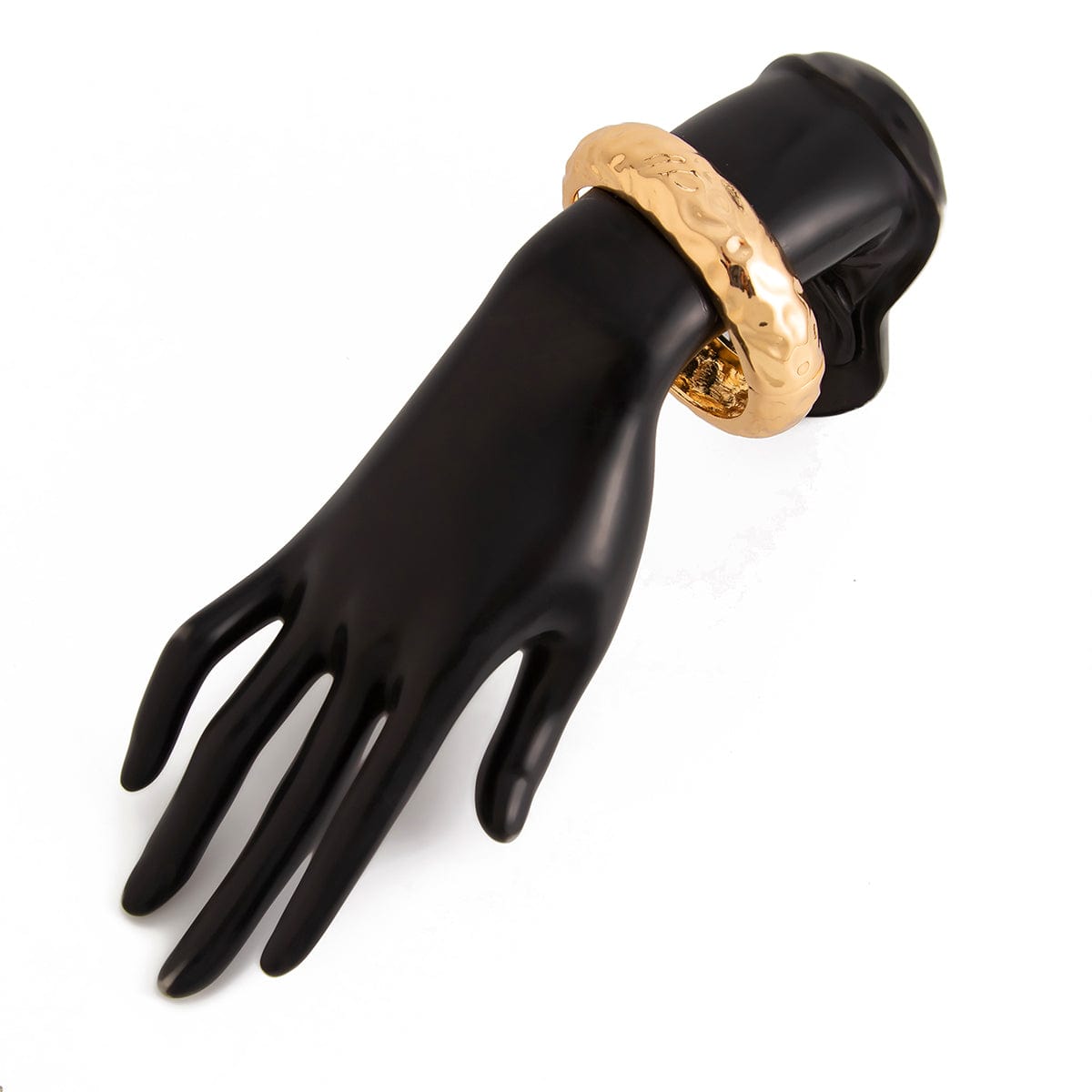 Geometric Gold Silver Plated Glossy Textured Bangle Bracelet - ArtGalleryZen