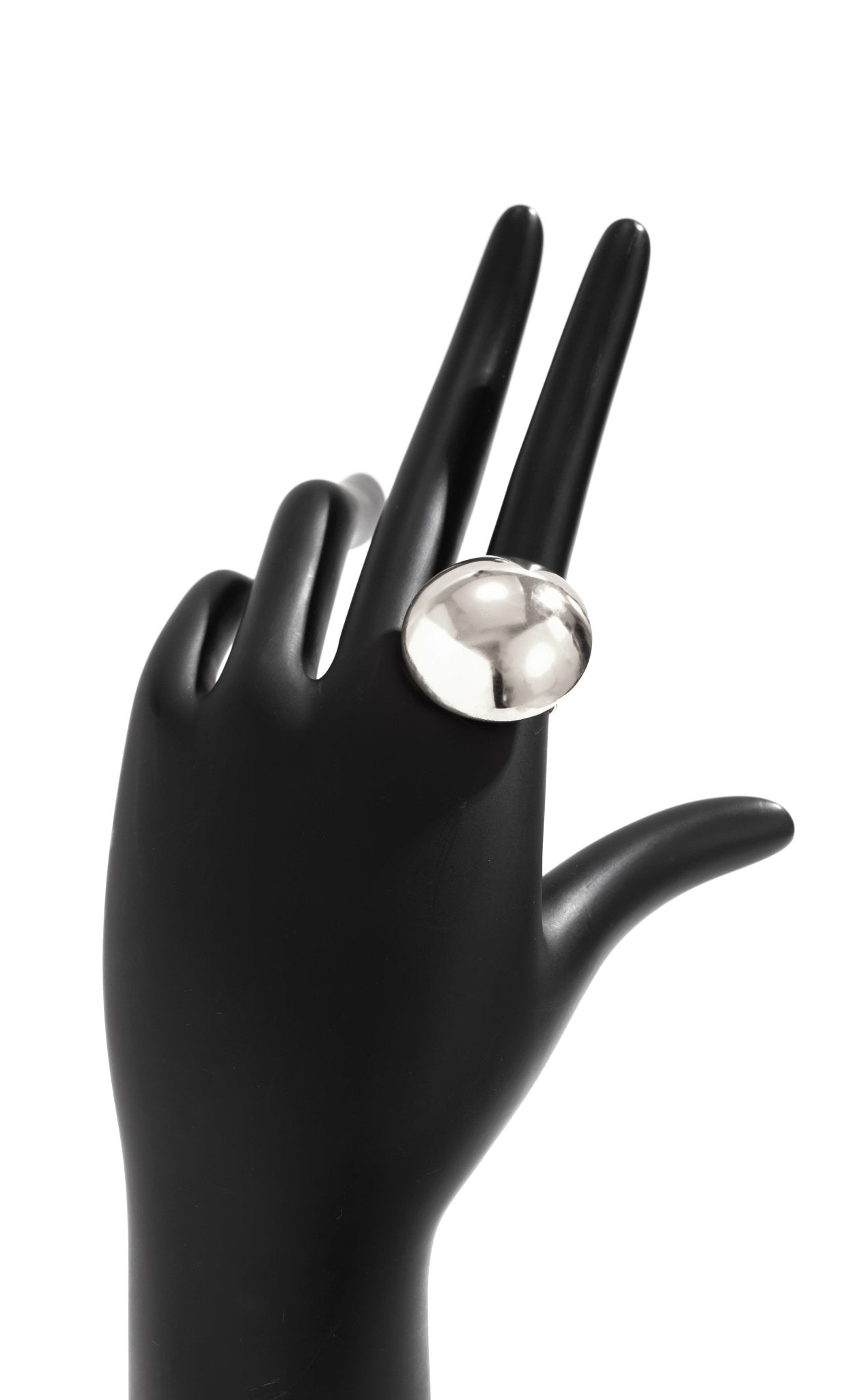 Geometric Gold Silver Plated Half Ball Open Ring - ArtGalleryZen