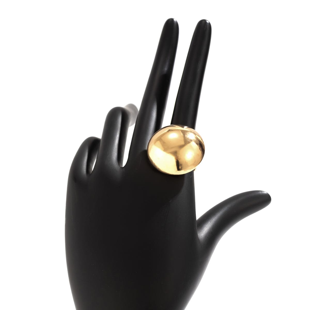 Geometric Gold Silver Plated Half Ball Open Ring - ArtGalleryZen