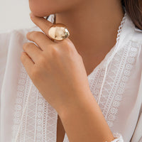 Thumbnail for Geometric Gold Silver Plated Half Ball Open Ring - ArtGalleryZen