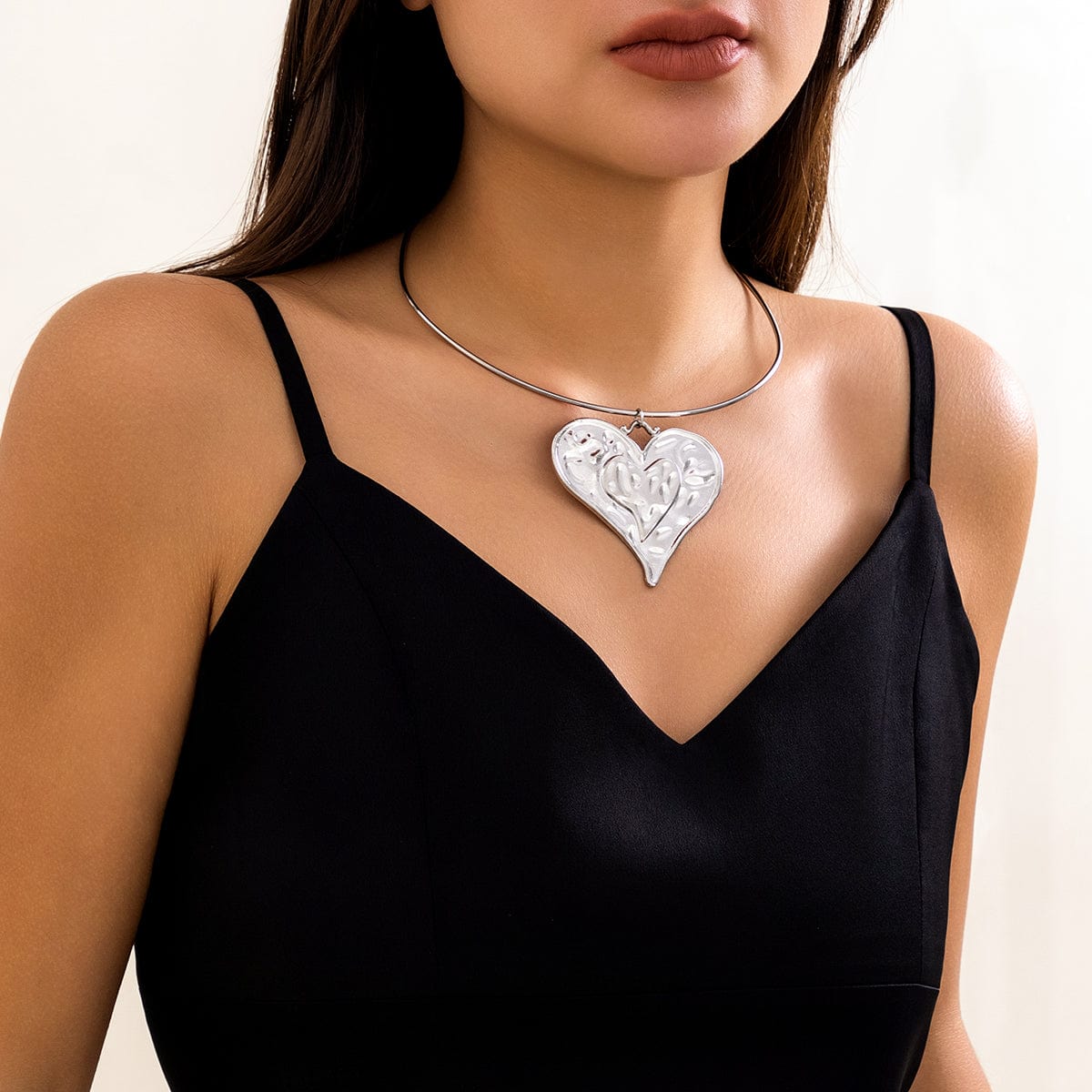 Geometric Gold Silver Plated Heart Pendant Necklace - ArtGalleryZen