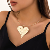 Thumbnail for Geometric Gold Silver Plated Heart Pendant Necklace - ArtGalleryZen