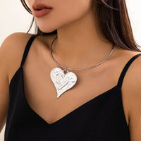 Thumbnail for Geometric Gold Silver Plated Heart Pendant Necklace - ArtGalleryZen