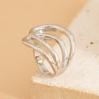 Thumbnail for Geometric Gold Silver Plated Hollow Ring Set - ArtGalleryZen