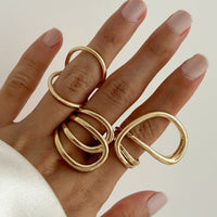 Thumbnail for Geometric Gold Silver Plated Hollow Ring Set - ArtGalleryZen