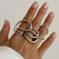 Thumbnail for Geometric Gold Silver Plated Hollow Ring Set - ArtGalleryZen
