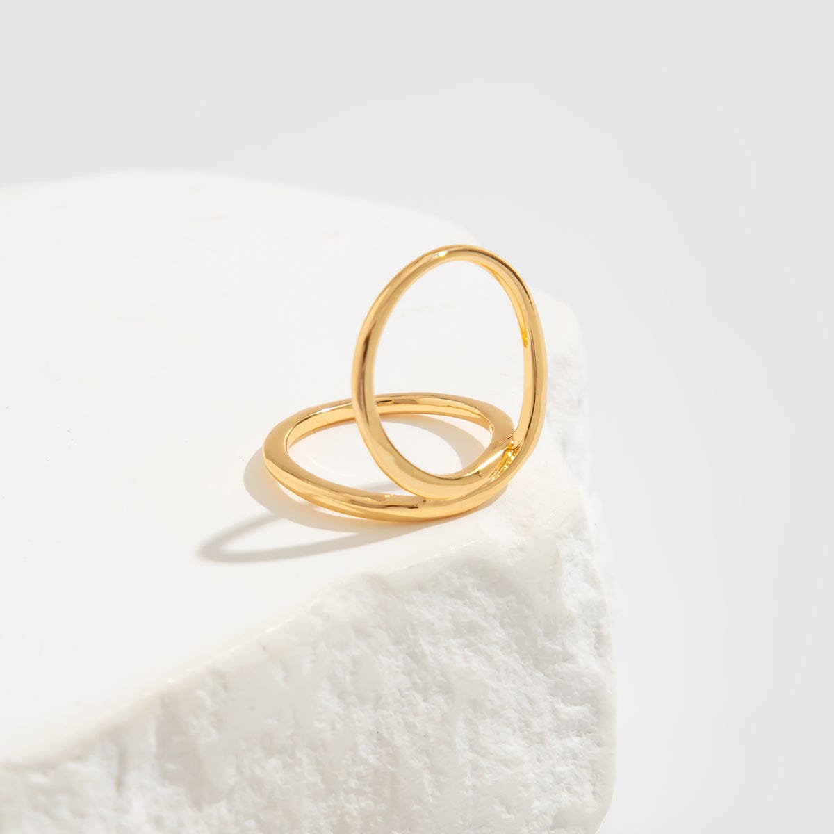 Geometric Gold Silver Plated Hollow Ring Set - ArtGalleryZen