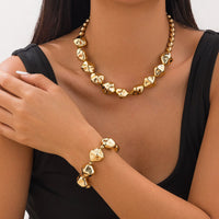 Thumbnail for Geometric Gold Silver Plated Irregular Beaded Chain Necklace Bracelet