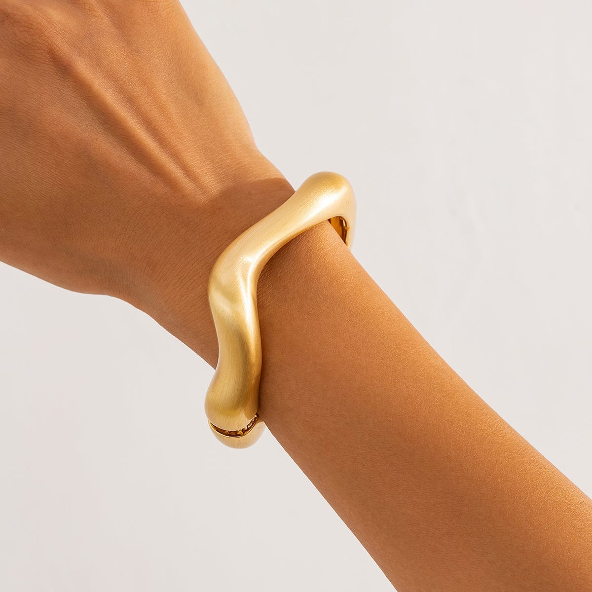 Geometric Gold Silver Plated Irregular Curved Bangle Bracelet