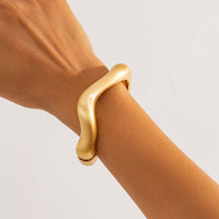 Thumbnail for Geometric Gold Silver Plated Irregular Curved Bangle Bracelet