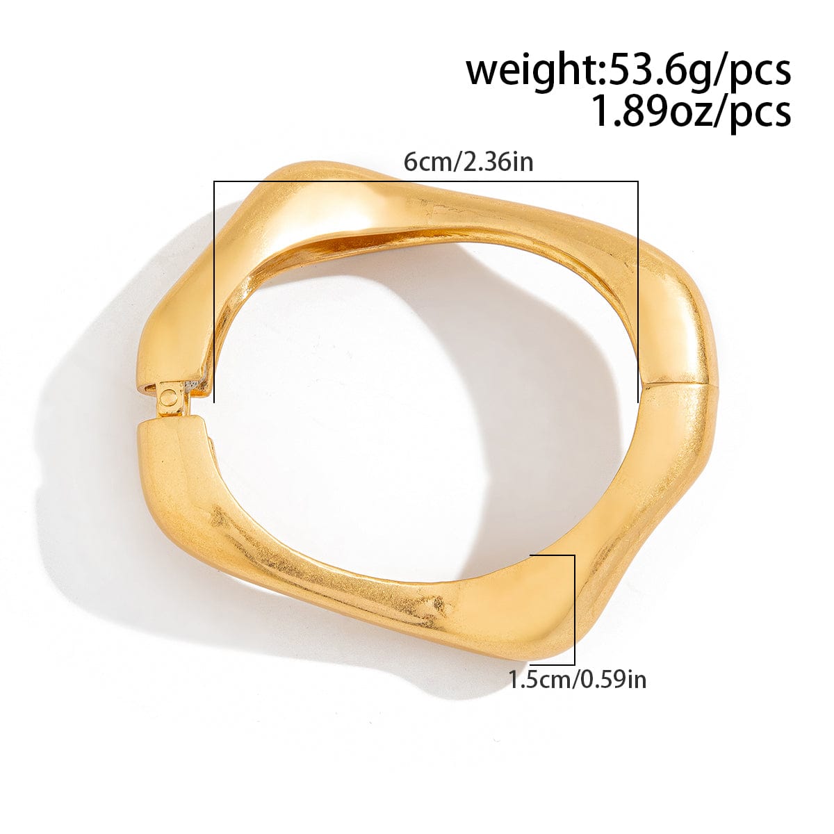 Geometric Gold Silver Plated Irregular Curved Bangle Bracelet