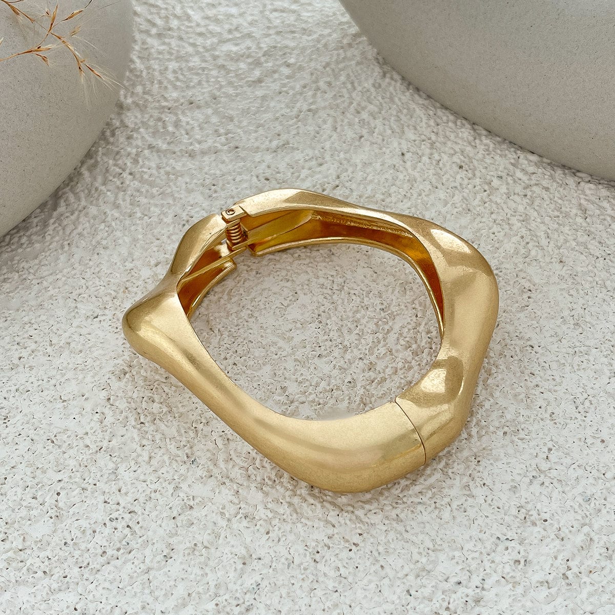 Geometric Gold Silver Plated Irregular Curved Bangle Bracelet