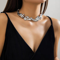 Thumbnail for Geometric Gold Silver Plated Irregular Lava Choker Necklace - ArtGalleryZen