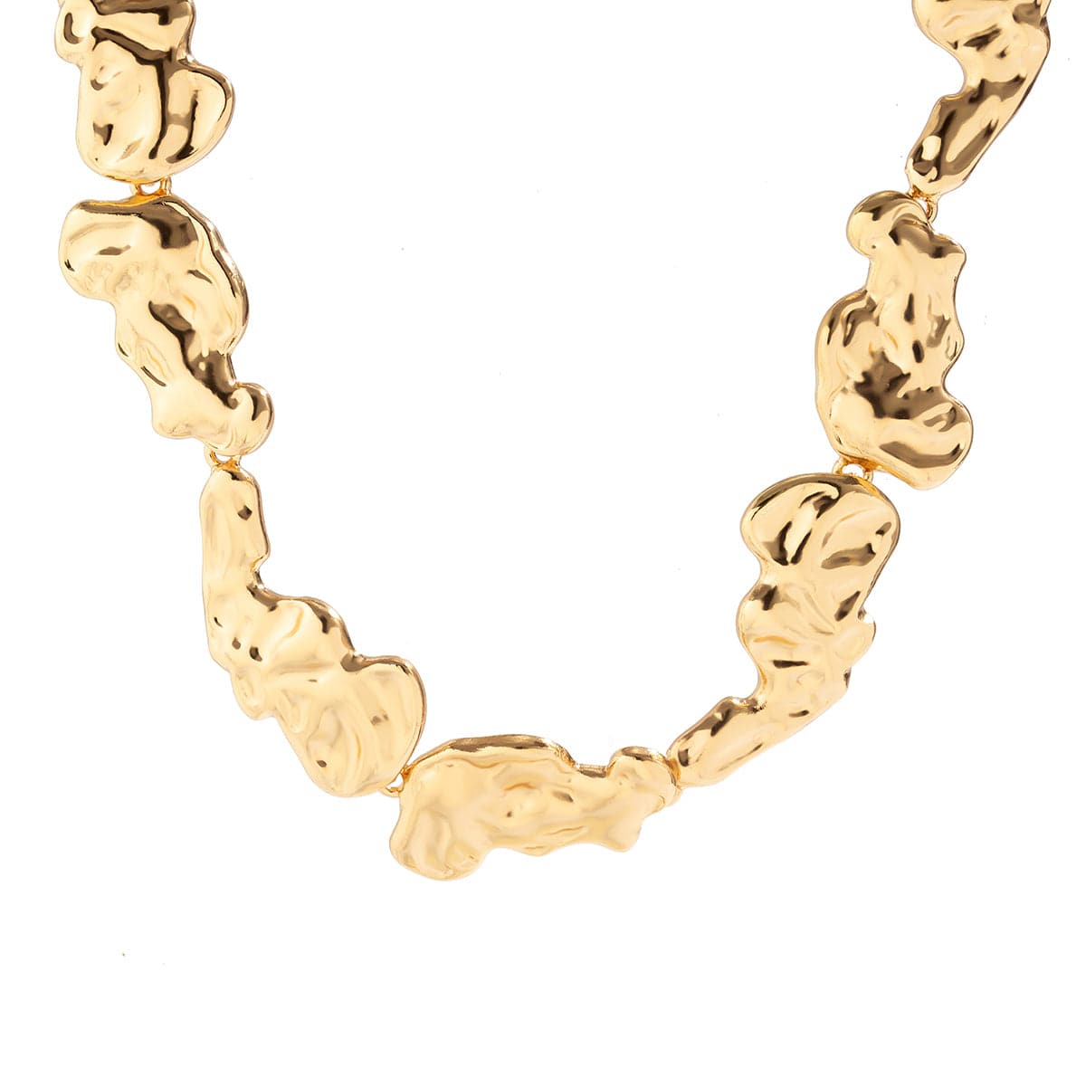 Geometric Gold Silver Plated Irregular Lava Choker Necklace - ArtGalleryZen