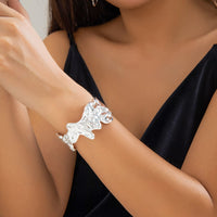 Thumbnail for Geometric Gold Silver Plated Irregular Lava Open Cuff Bracelet - ArtGalleryZen