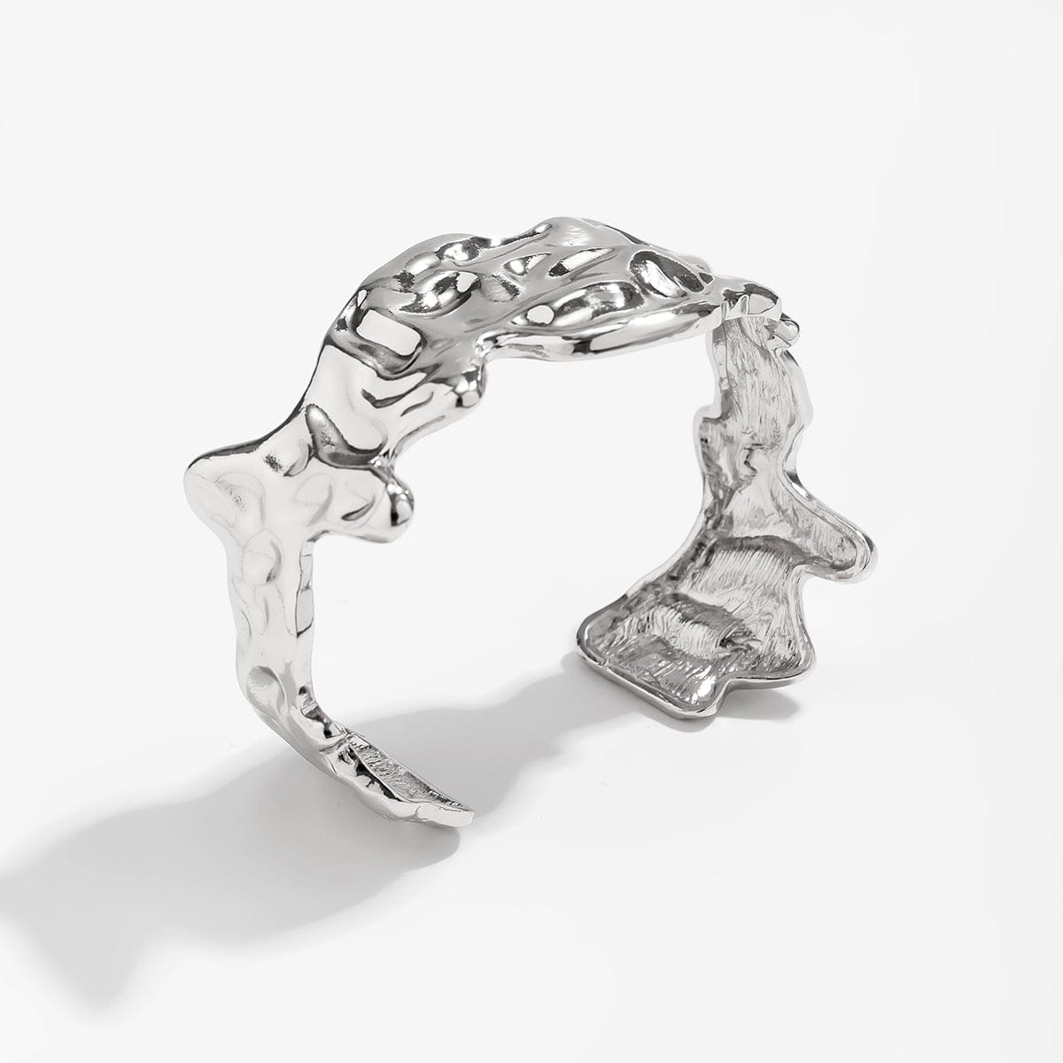 Geometric Gold Silver Plated Irregular Lava Open Cuff Bracelet - ArtGalleryZen