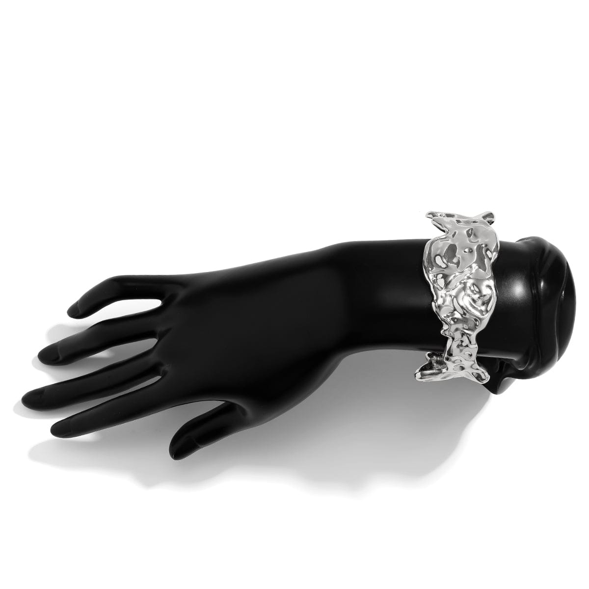 Geometric Gold Silver Plated Irregular Lava Open Cuff Bracelet - ArtGalleryZen