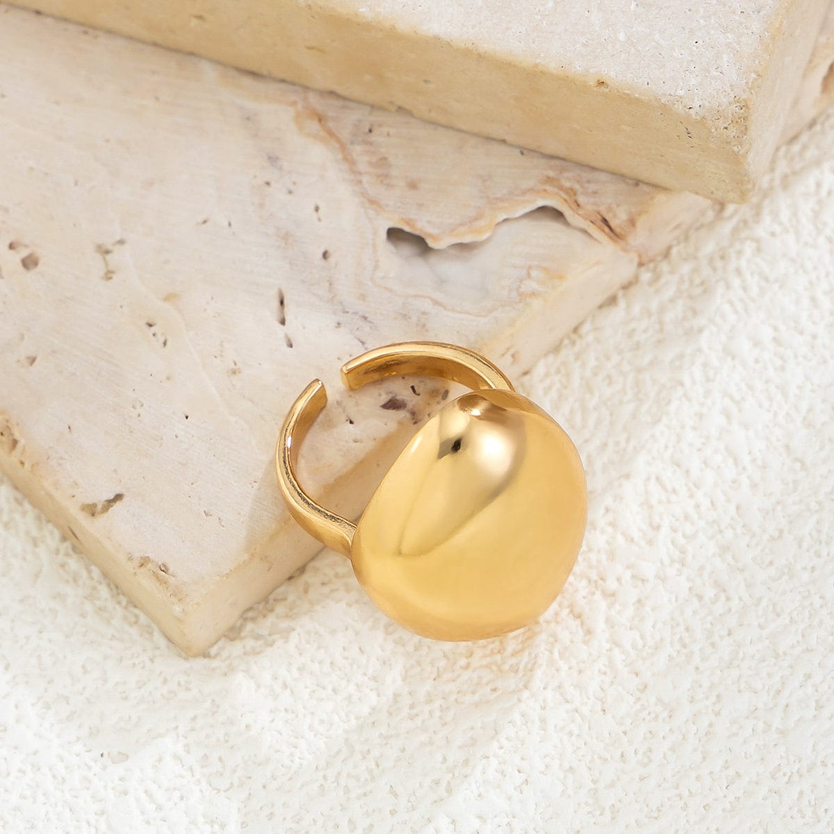 Geometric Gold Silver Plated Irregular Oval Open Ring - ArtGalleryZen