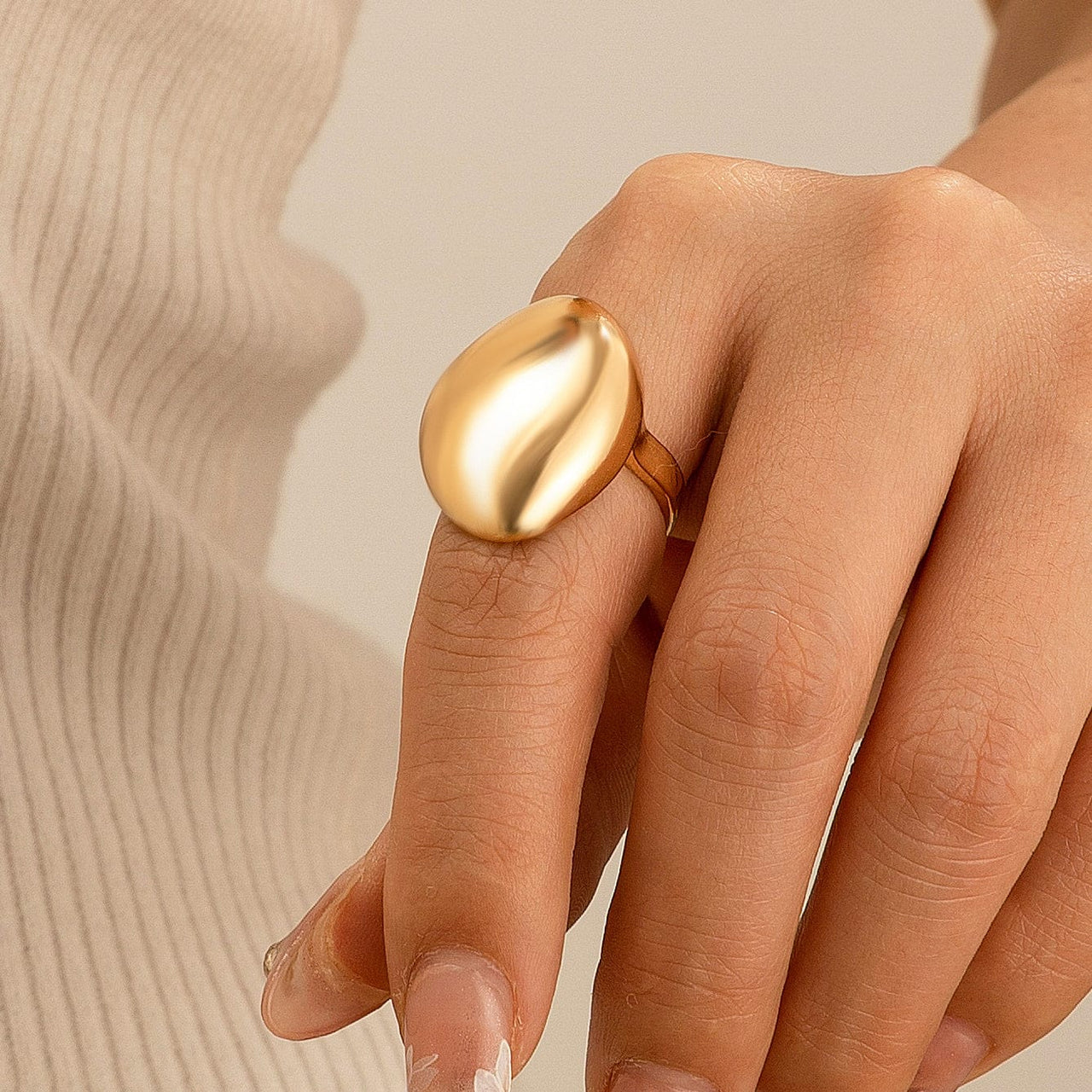 Geometric Gold Silver Plated Irregular Oval Open Ring