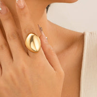 Thumbnail for Geometric Gold Silver Plated Irregular Oval Open Ring