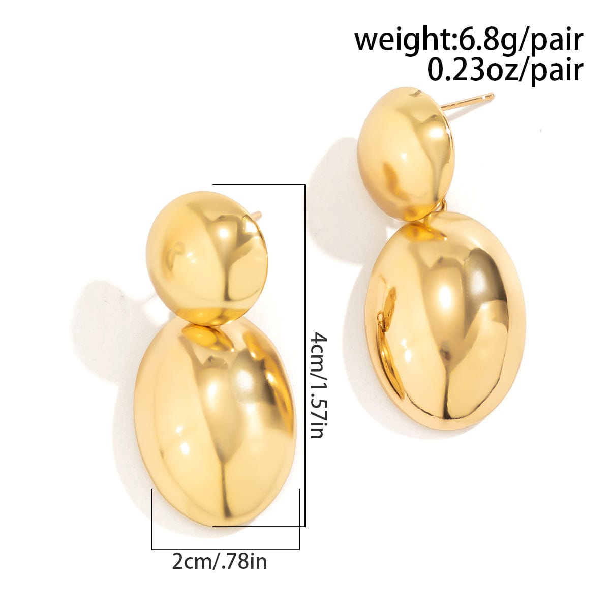 Geometric Gold Silver Plated Oval Dangle Earrings - ArtGalleryZen