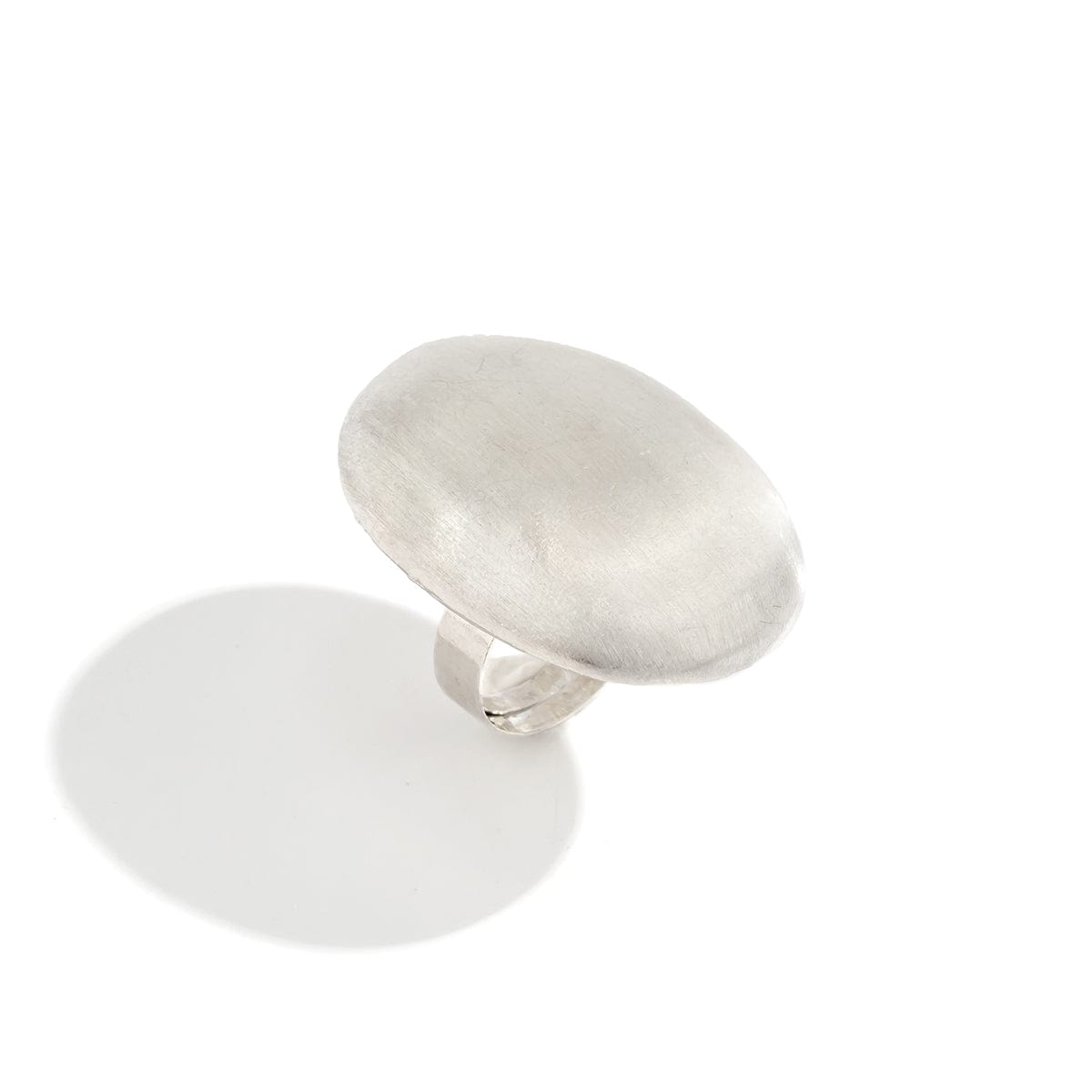 Geometric Gold Silver Plated Oval Disk Open Ring - ArtGalleryZen