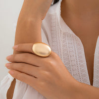 Thumbnail for Geometric Gold Silver Plated Oval Disk Open Ring - ArtGalleryZen