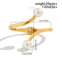 Thumbnail for Geometric Gold Silver Plated Pearl Open Bangle Bracelet