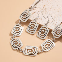 Thumbnail for Geometric Gold Silver Plated Spiral Square Earrings Necklace Set