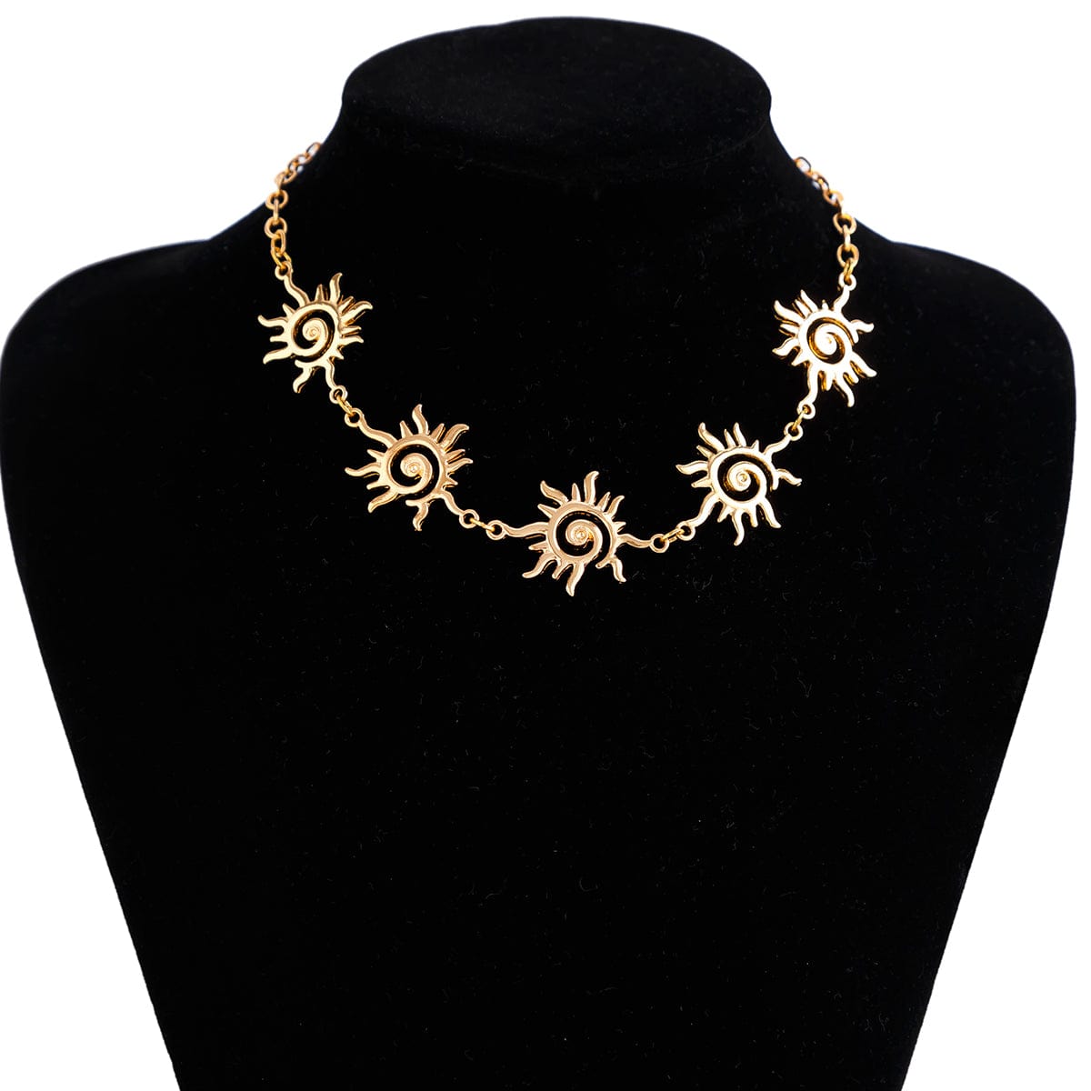 Geometric Gold Silver Plated Sun Necklace