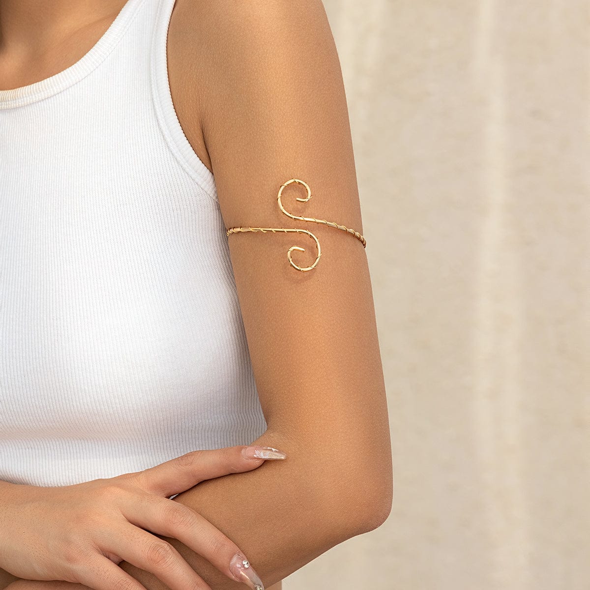 Geometric Gold Silver Plated Thorns Spiral  Arm Cuff