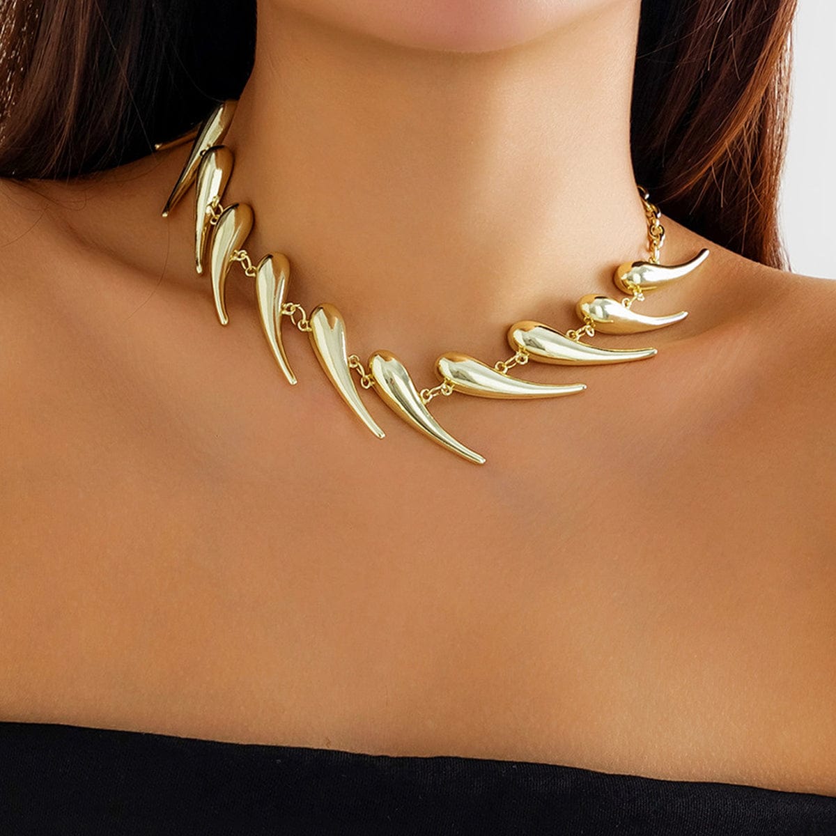 Geometric Gold Silver Plated Waterdrop Necklace - ArtGalleryZen