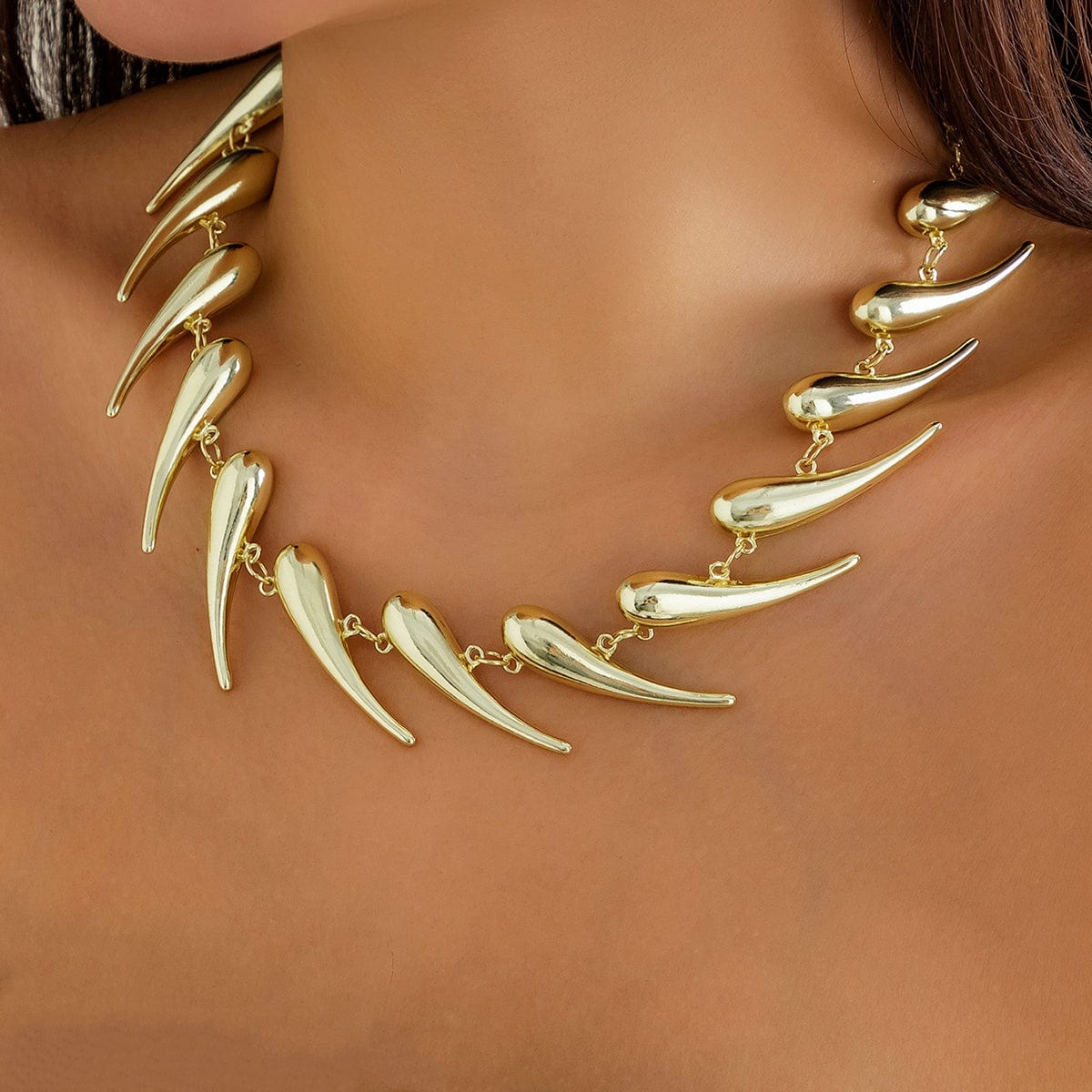 Geometric Gold Silver Plated Waterdrop Necklace - ArtGalleryZen