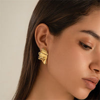 Thumbnail for Geometric Gold Silver Plated Wing Shaped Earrings - ArtGalleryZen