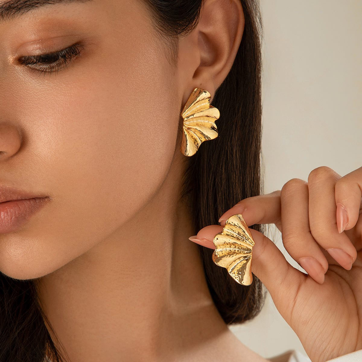 Geometric Gold Silver Plated Wing Shaped Earrings - ArtGalleryZen