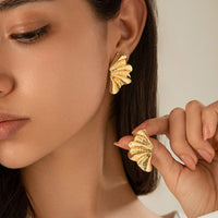 Thumbnail for Geometric Gold Silver Plated Wing Shaped Earrings - ArtGalleryZen
