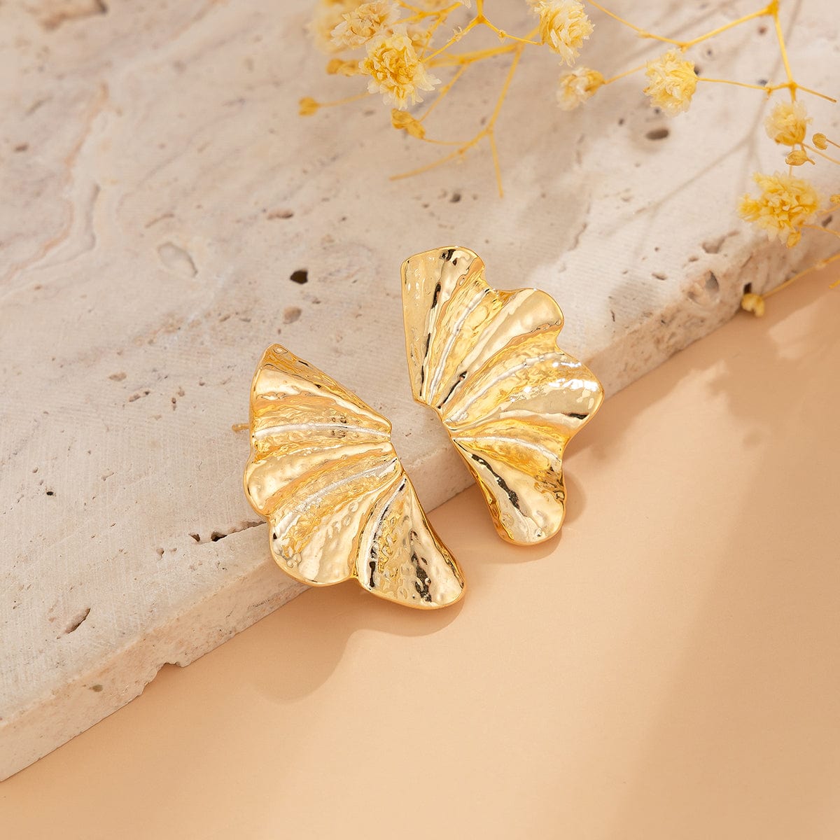 Geometric Gold Silver Plated Wing Shaped Earrings - ArtGalleryZen