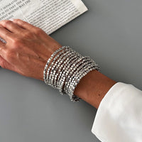 Thumbnail for Geometric Gold Silver Square Beaded Bracelet Layered Two Tone - ArtGalleryZen