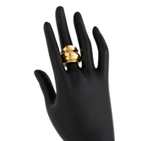 Thumbnail for Geometric Gold Silver Tone Chunky Pleated Ring - ArtGalleryZen