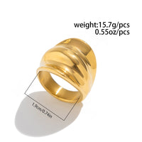 Thumbnail for Geometric Gold Silver Tone Chunky Pleated Ring - ArtGalleryZen