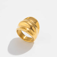 Thumbnail for Geometric Gold Silver Tone Chunky Pleated Ring - ArtGalleryZen