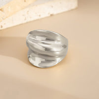 Thumbnail for Geometric Gold Silver Tone Chunky Pleated Ring - ArtGalleryZen