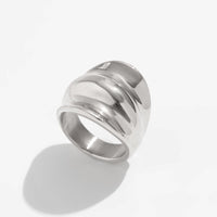 Thumbnail for Geometric Gold Silver Tone Chunky Pleated Ring