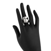 Thumbnail for Geometric Gold Silver Tone Chunky Pleated Ring