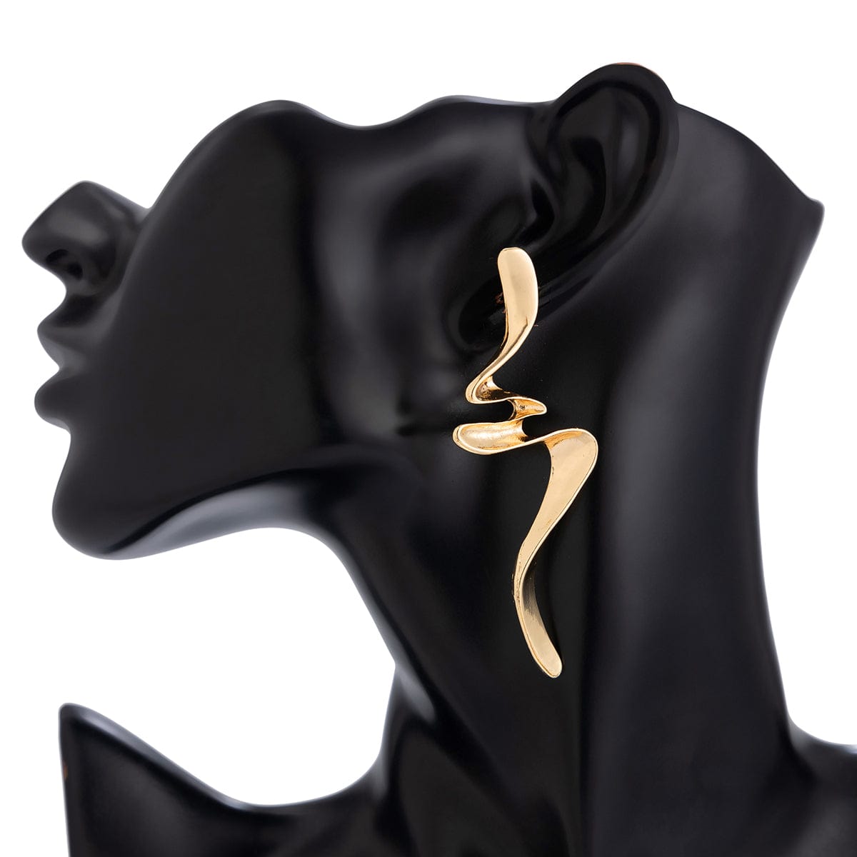 Geometric Gold Silver Tone Curved Ribbon Earrings - ArtGalleryZen