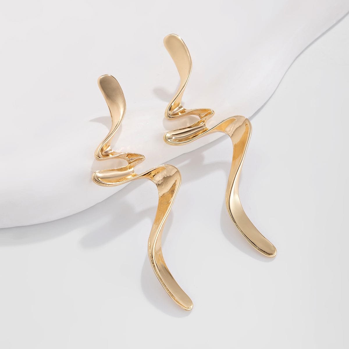 Geometric Gold Silver Tone Curved Ribbon Earrings - ArtGalleryZen