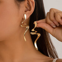 Thumbnail for Geometric Gold Silver Tone Curved Ribbon Earrings