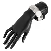 Thumbnail for Geometric Gold Silver Tone Cut Surface Bangle Bracelet - ArtGalleryZen