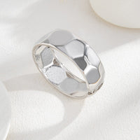 Thumbnail for Geometric Gold Silver Tone Cut Surface Bangle Bracelet - ArtGalleryZen